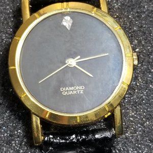 WOMEN DIAMOND CHIP WATCH LEATHER BAND WORKING ORIGINAL BOX